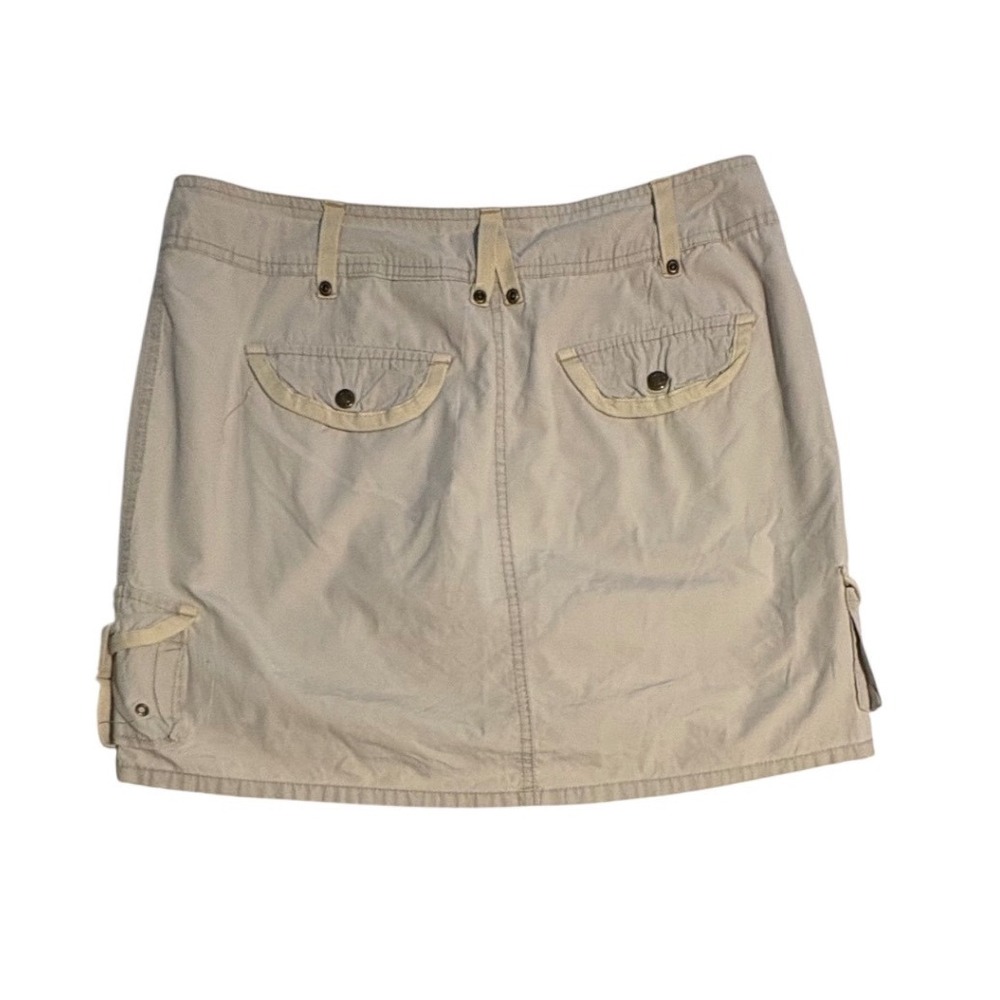 Faded Glory Originals Khaki Cargo Mini Skirt Washed Stone Cotton Size 10 Missy - Picture 2 of 5
